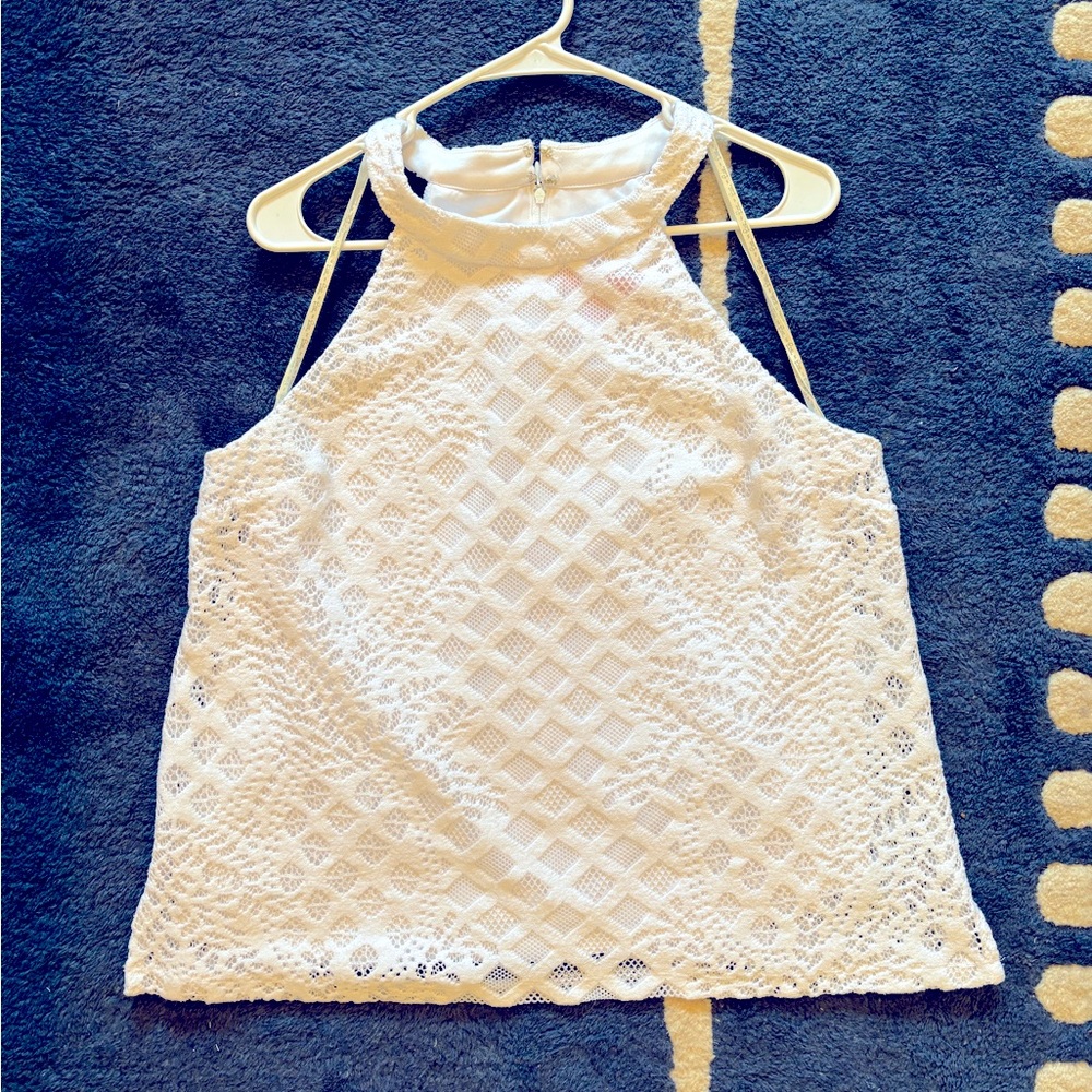 Lilly Pulitzer Lace White Sleeveless Halter Top